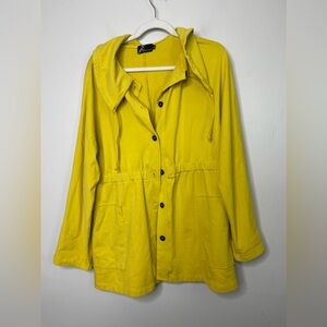 Fenini Women's Yellow Cotton Light Knit Button Front Jacket Sz S Made in USA